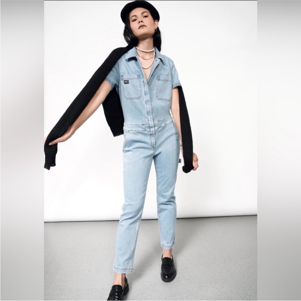 Wildfang The Essential Denim Short Sleeve Denim Coverall Size XL